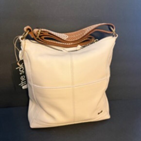 NWT The Sak Women's Lucia Leather Crossbody Bag in Stone - Picture 2 of 10